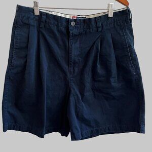 Chaps Stretch Cargo Shorts Mens 36 Navy Blue‎ Cotton Pleated Slash Pockets